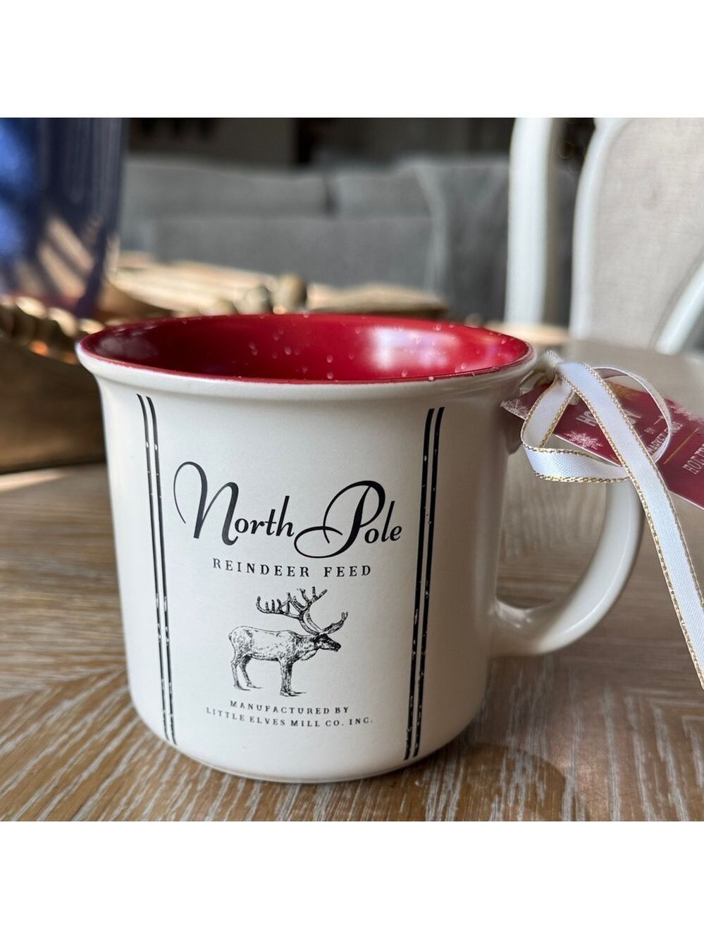North Pole Reindeer Feed Mug - Red and White by Market Finds